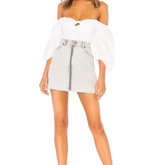 Dr. Denim Dresses & Skirts - Distressed white denim skirt Revolve